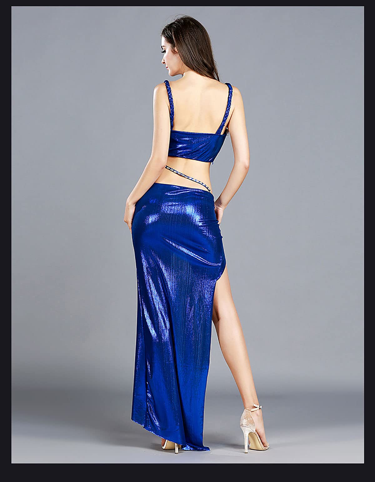 Disfraz de Baile del Vientre para Mujeres Top Cort Top and Hip Buff Send Dance Skirt Sequin Belly Dance Falda de Cadera