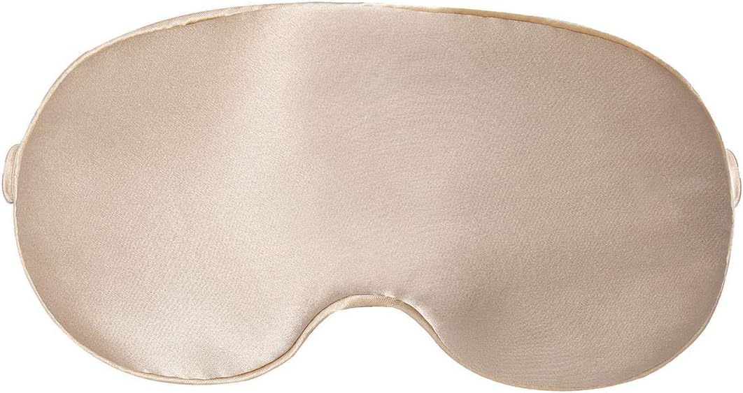 Mulberry Natural Silk Sleep Mask for Women & Men with Elastic Strap, Super Soft Sleeping Eye Mask for Adults 9 Color Options (Champagne)