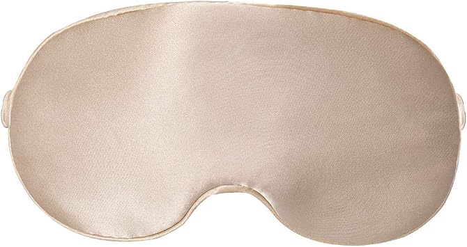 Mulberry Natural Silk Sleep Mask for Women & Men with Elastic Strap, Super Soft Sleeping Eye Mask, Size M, Champagne