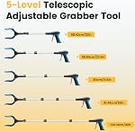 Telescopic Grabber Reacher Tool, 5-Level Adjustable Length (23'' to 41'') - Extendable Gripper and Reaching Tool, Heavy Duty Pick Up Stick Grabbers for Seniors, Surgery Recovery Must Haves