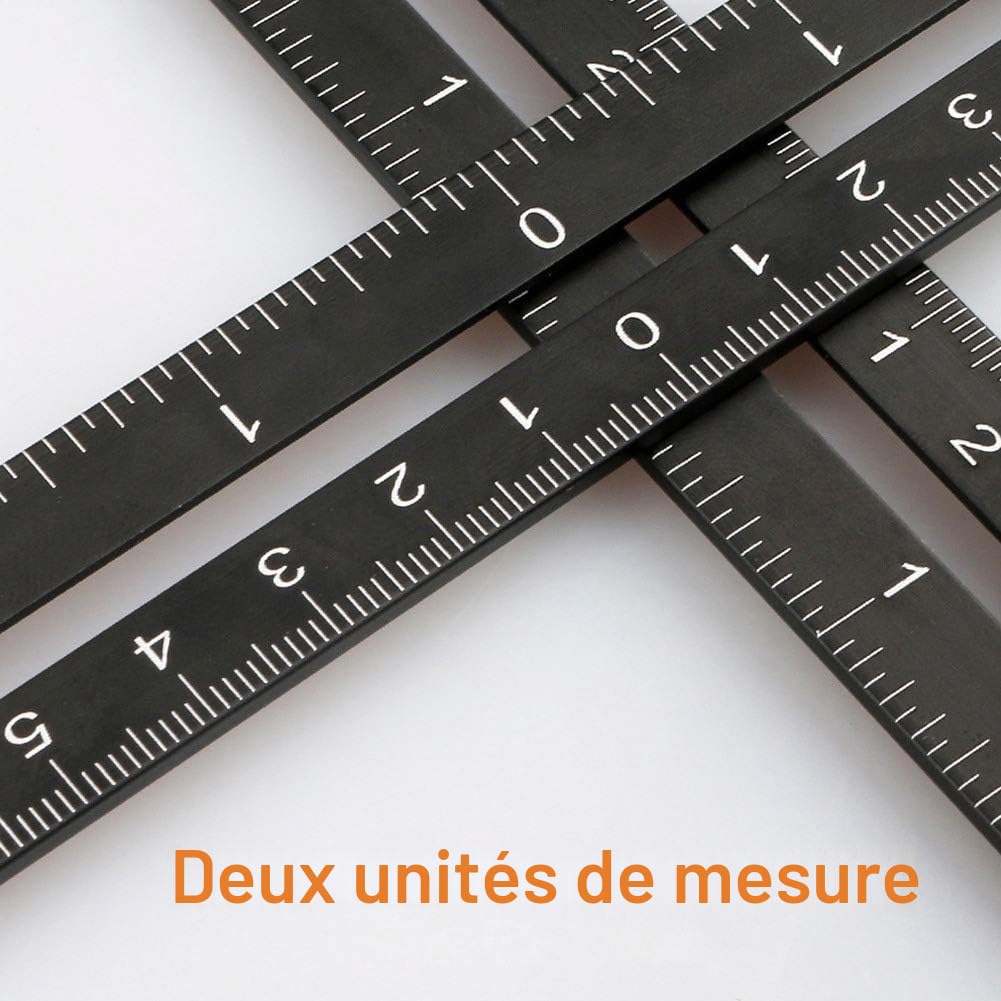Règle de mesure multi-angles, 12 côtés - Localisateur de trous en alliage d'aluminium - Règle de mesure universelle multi-angle - Rapporteur réglable pour le sol