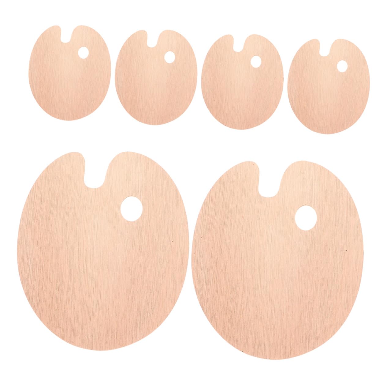 Palette de Peinture Ovale en Bois 6pcs Palette Artistique Polyvalente Facile à Nettoyer avec Trou Pouce pour Aquarelle et Peinture à l'huile