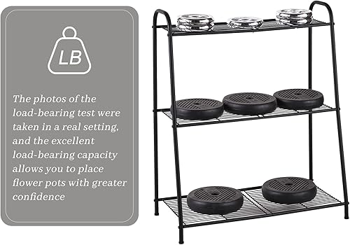Miniatura 8 de Soporte de metal para plantas de interior y exterior para múltiples plantas, estante de plantas de 3 niveles, soporte grande y resistente para
