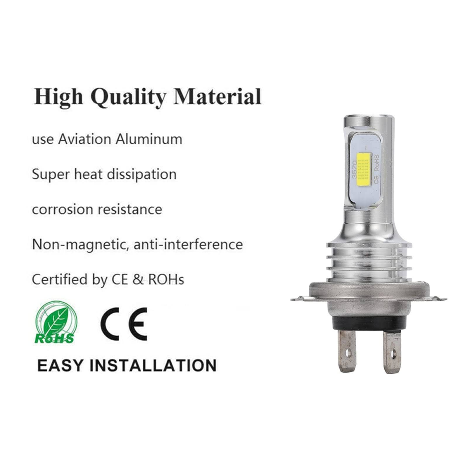 Żarówka ledowa 2 Sztuk LED Mini samochód Reflektor H7 H4 H11 H3 H1 CSP Samochód Lampki przeciwmgielne 12 V 24 V 6000K Białe Driving Running Bulbs do auto Automotive (Color : 8000K, Size : H11)