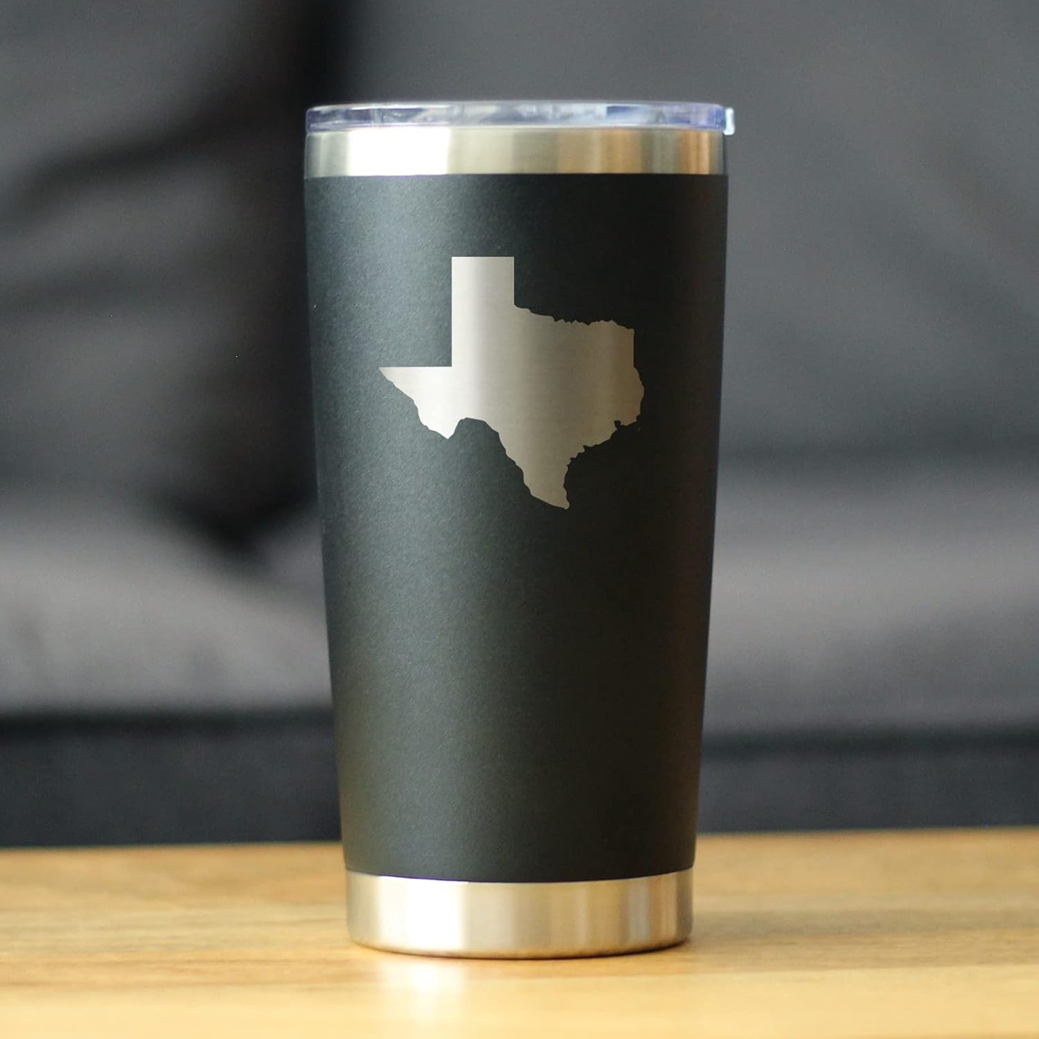 Texas State Outline - Insulated Coffee Tumbler Cup with Sliding Lid - Stainless Steel Insulated Mug - State Themed Decor and Gifts for Texan Women & Men - Black - Image 2