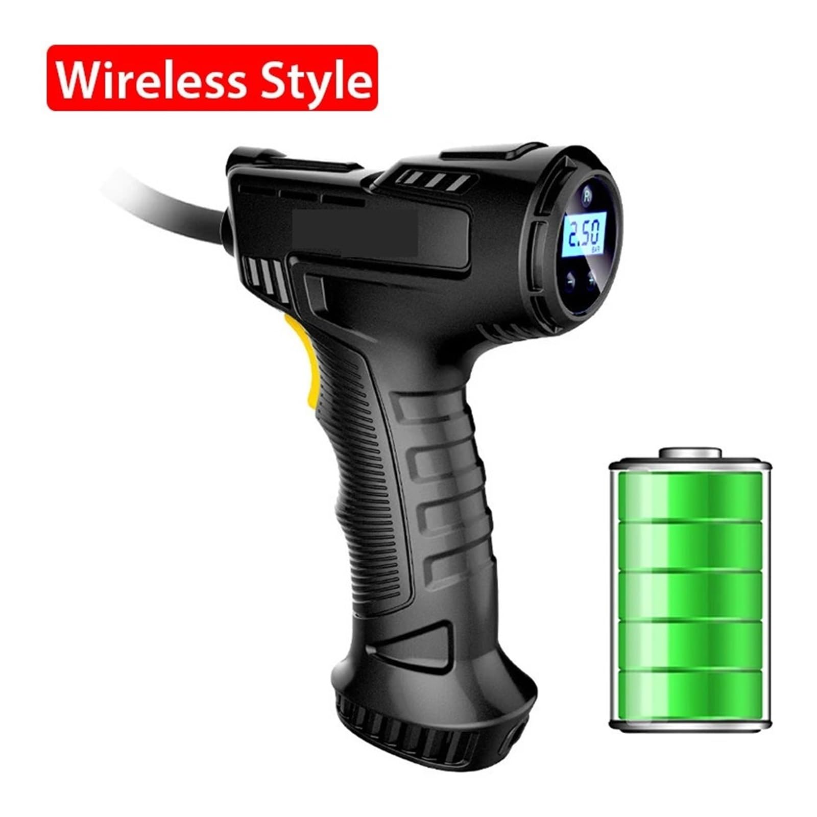 120W Samochodowa Pompa Powietrza Bezprzewodowa/przewodowa Elektryczna Pompka Do Opon Samochodowych Przenośna Sprężarka Cyfrowa Inflator Szybkie Pompowanie Wysiłku(Wireless Style)