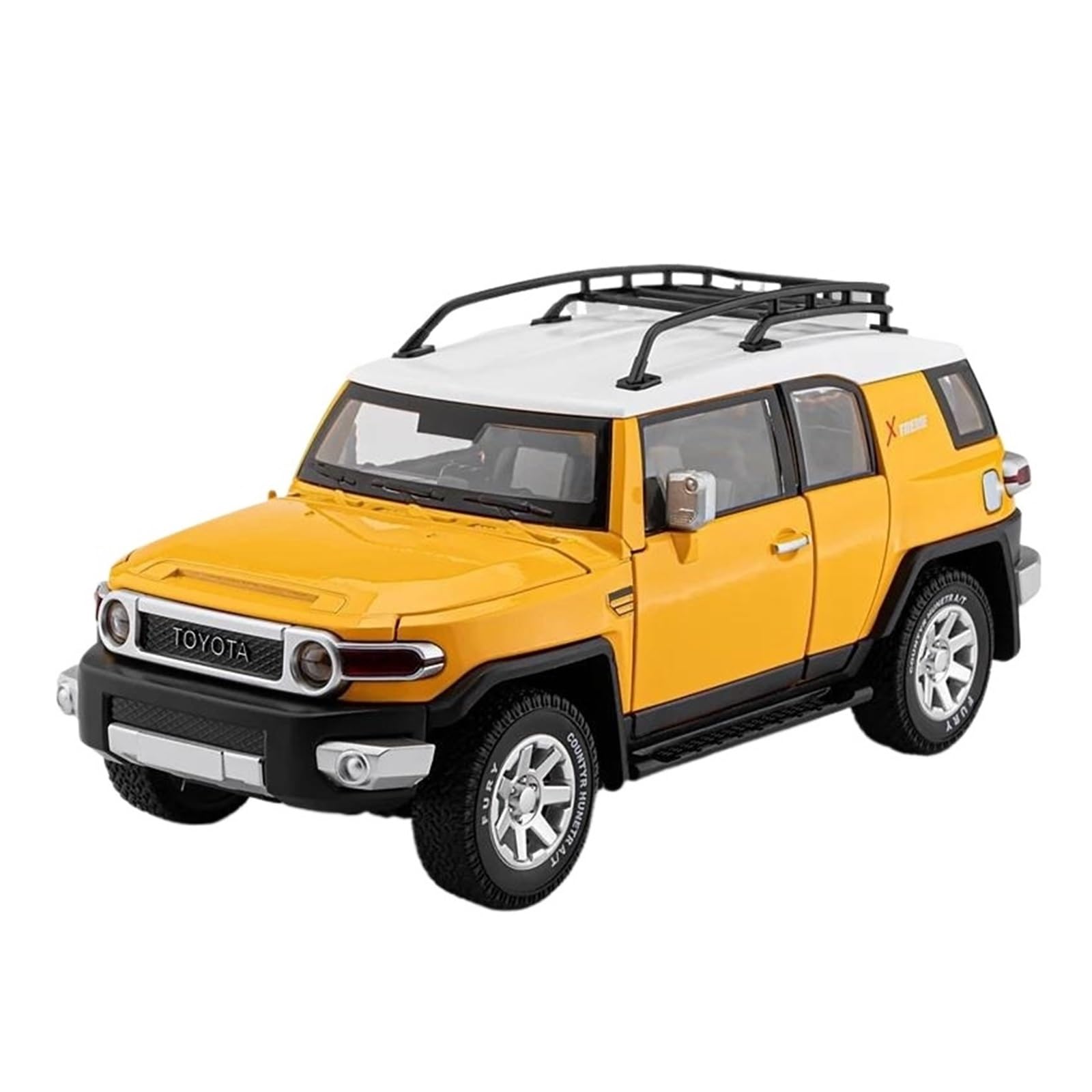 Veicoli a Motore in Scala 1:24 for Toyota Fj Cruiser SUV Mini Simulazione Statica Scala Modello di Auto in Lega Modello in Metallo Ornamenti Creativi Modello di Auto Replica(Yellow)