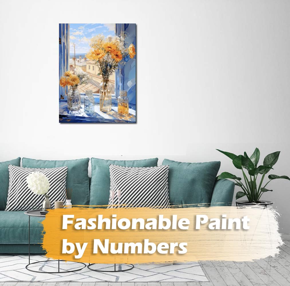 SULISO Peinture Par Numéro Fleur Pivoine – Kit 40x50 Cm Sans Cadre, Avec 24 Peintures Acryliques Et Pinceaux, Adulte Enfant Débutant