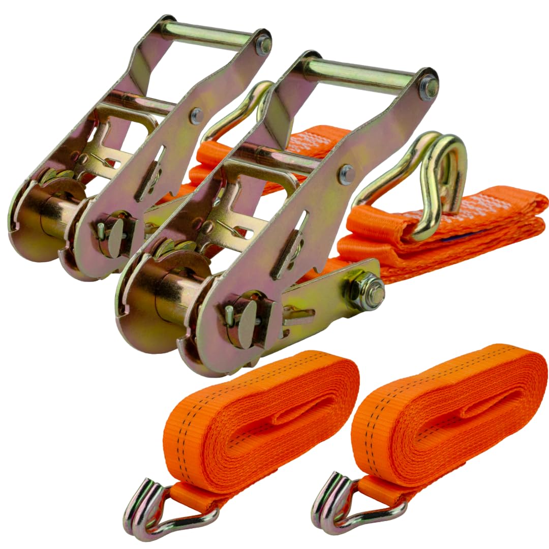 4 Stück Ratschengurte – 5,1 Cm X 4,5 M, Doppel-J-Haken, Strapazierfähig Für LKW, Auto, Kajak & Motorrad
