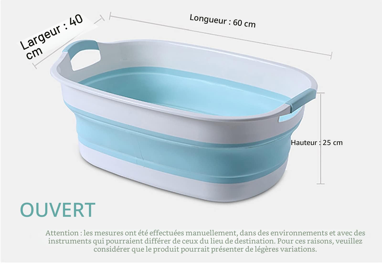 S.I.C Bassine pliante, grande (30 litres) cuve à linge en plastique, cuve à linge peu encombrante, idéale pour le linge sale, lessive, bain de pieds, panier équipé d'un bouchon de vidange d'eau(bleu)