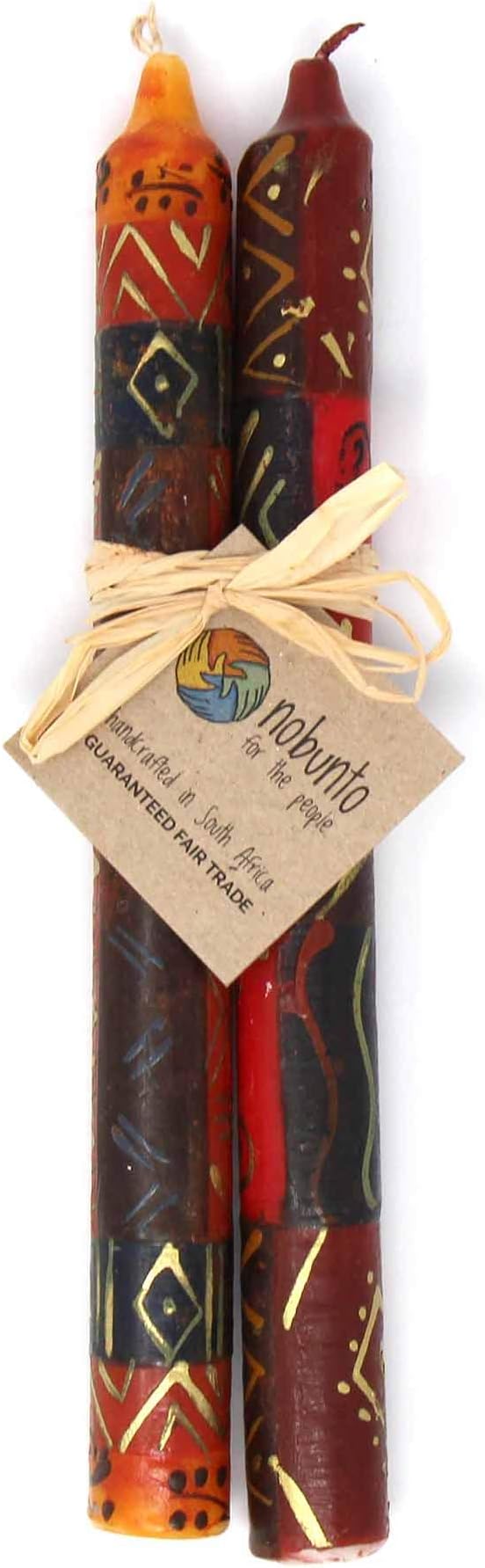 Global Crafts Pair of Hand-Painted Candles in African Designs (Bongazi)