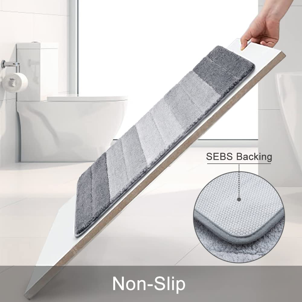 KMSON 3 Pcs Ombre Bath Rug Set Bathroom Rugs with UShaped Contour