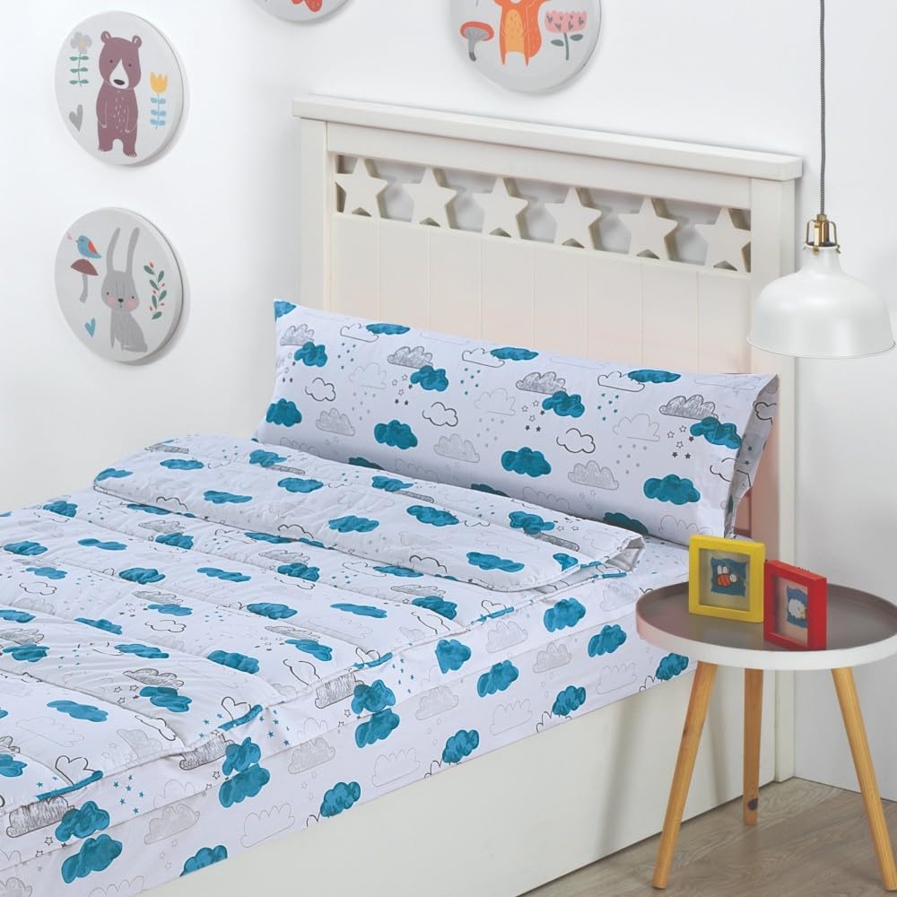 DHESTIA HOME Saco Nórdico con Cremallera para Cama 90 Infantil y Cama 105 Nubes Agua Color Único Talla Cama 90