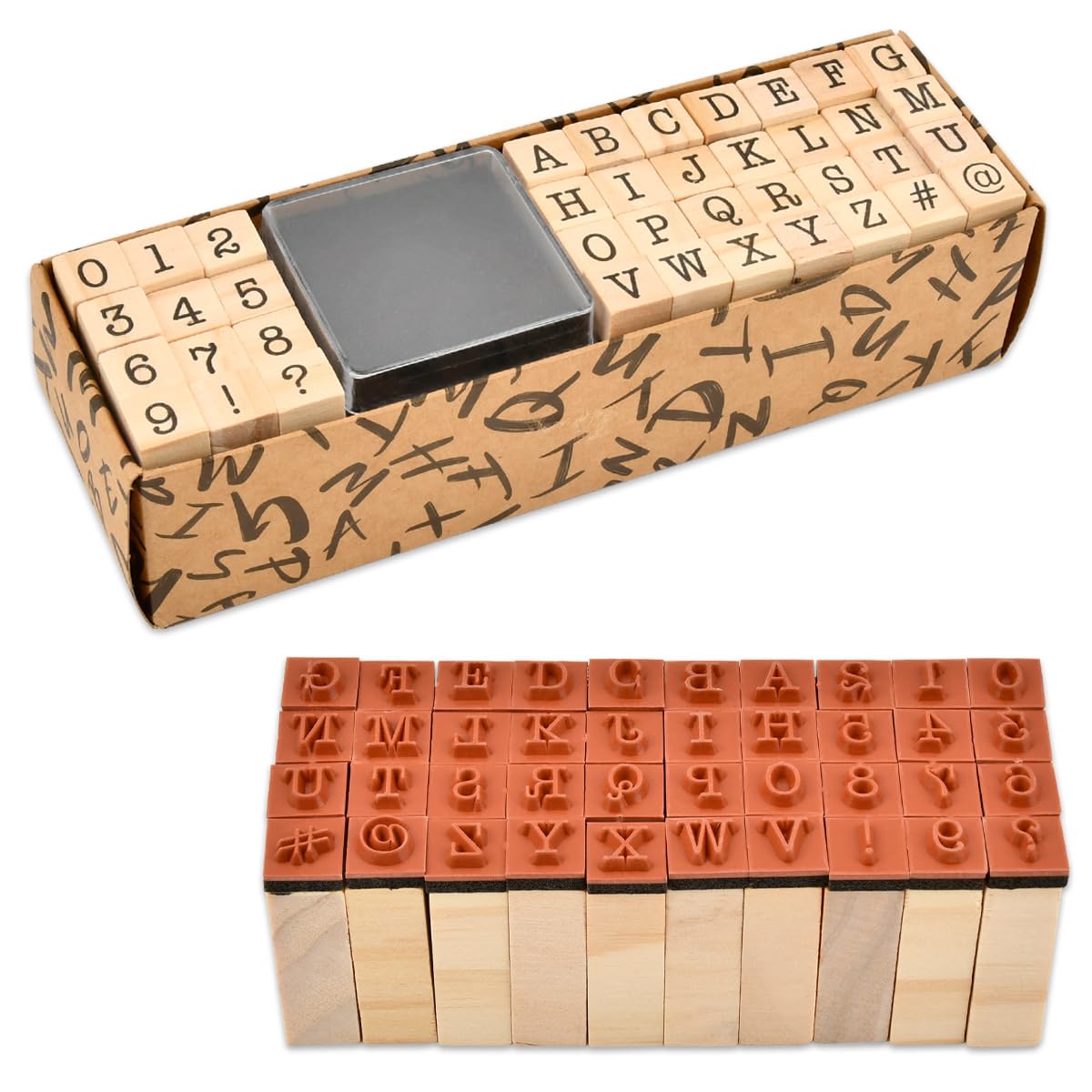 40 Pzs Sellos de Letras, OctBird Sellos de Madera con Letras,Sellos de Caucho de Madera Para Para Cuadernos de Bricolaje,Tarjetas de Felicitación,álbumes de Recortes más Tarjetas Sellos de Madera