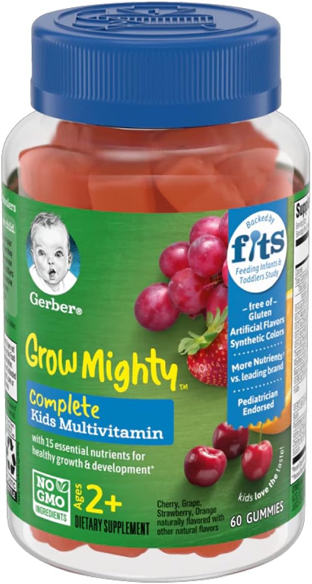 Gerber Grow Mighty Kids Multivitamin Gummies, 60 Count