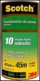 Scotch, 3M, Fita de Empacotamento, Marrom, 45mm X 45m, 4 unidades