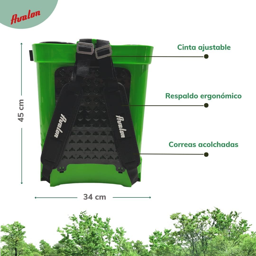 Avalon - Pulverizador de Mochila a Presión de 1 Lanza con Batería Recargable y Bomba, inlcuye Cargador de batería de Repuesto Tanque 16L, Lanzas INOX Verde