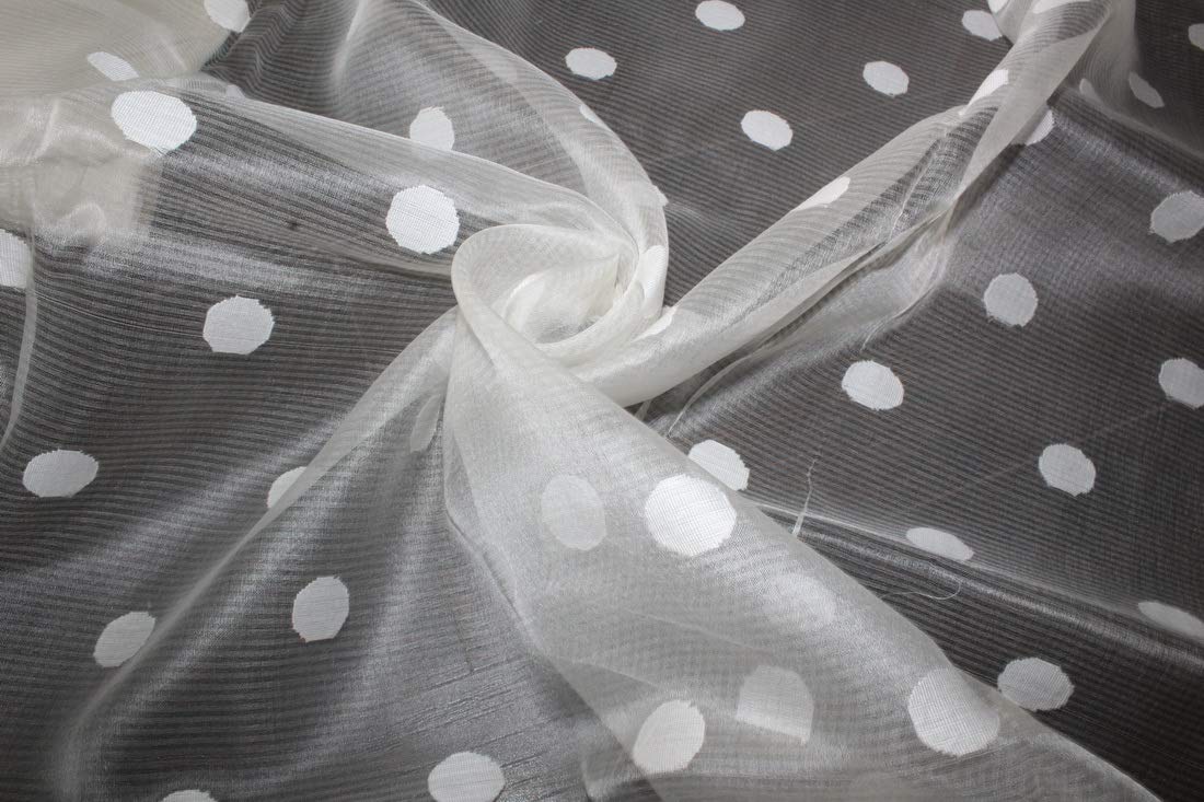 Tissu Organza De Soie Rayé Plissé - Vert - 138cm De Large - Pour Ameublement