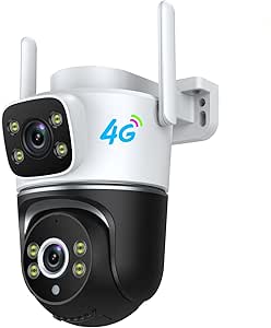 4G LTE Cellular Security Camera, Dual Lens Outdoor Cameras for Home Security with Pan Tilt HD Night Vision 2-Way Talk,IP66 Waterproof 𝗗𝘂𝗮𝗹 𝗦𝗰𝗿𝗲𝗲𝗻 asin的图片