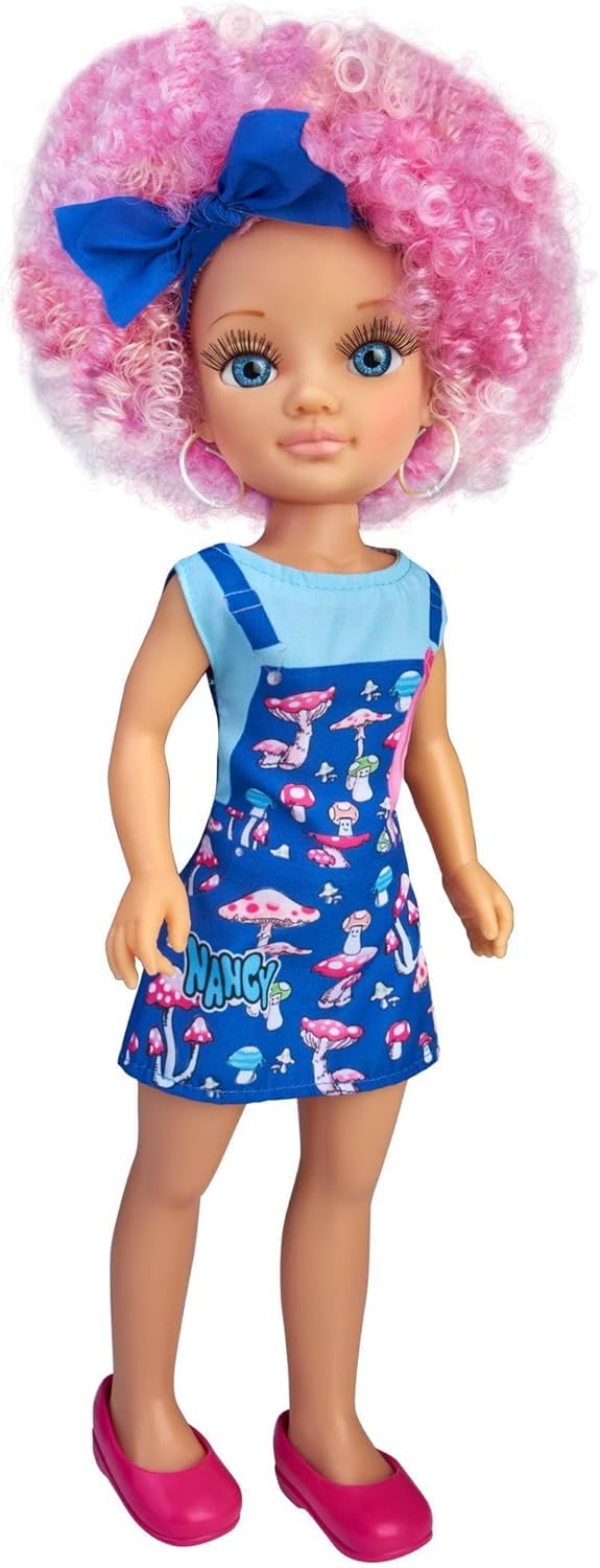 NANCY Curly Power Fashion Doll with Pink Hair, 16