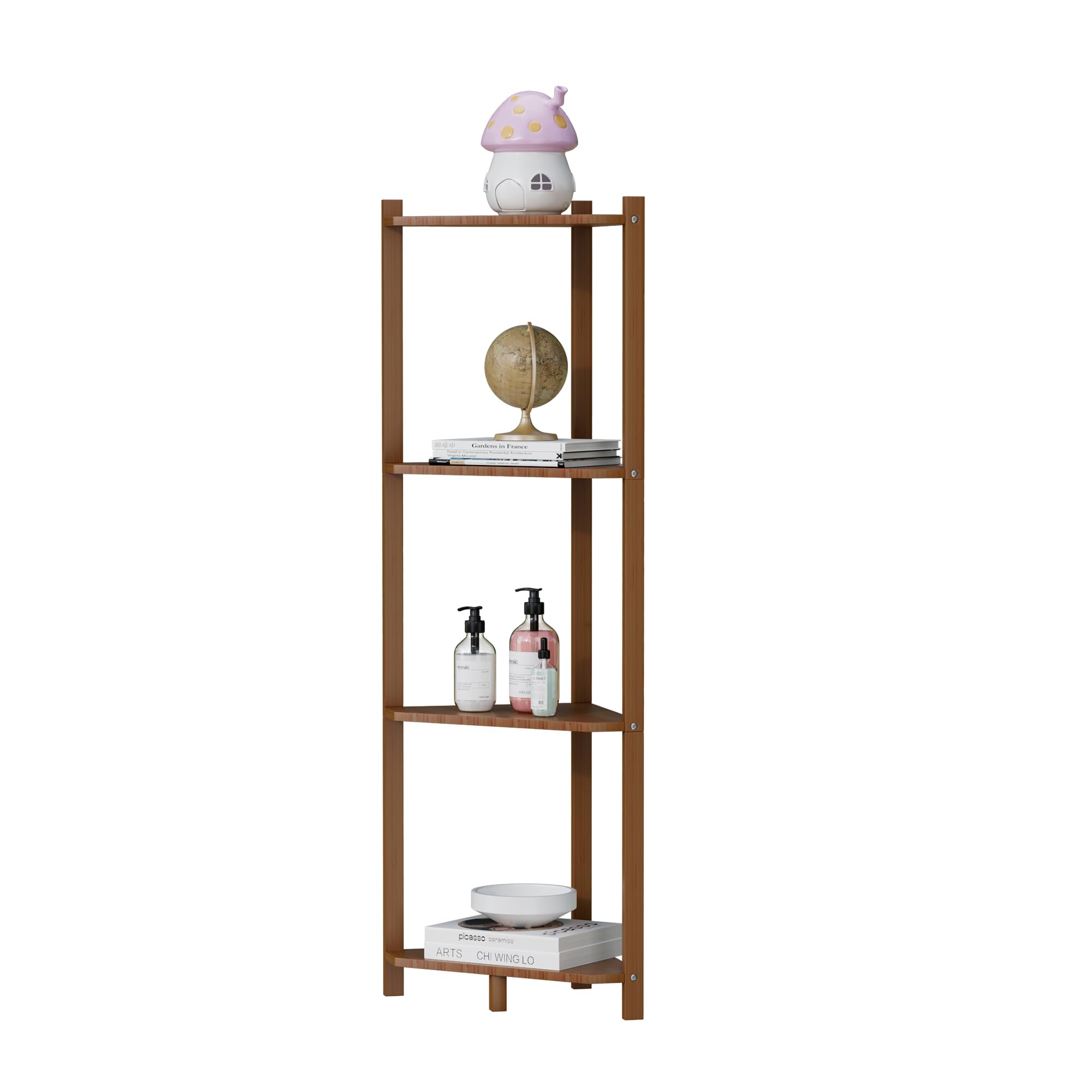Photo 1 of **MISSING PARTS**
Wisuce Corner Shelf, 100% Real Bamboo Shower Corner Shelves Free Standing Shelf Storage Organizer for Bathroom Living Room Kitchen (Brown, 4 Tier)