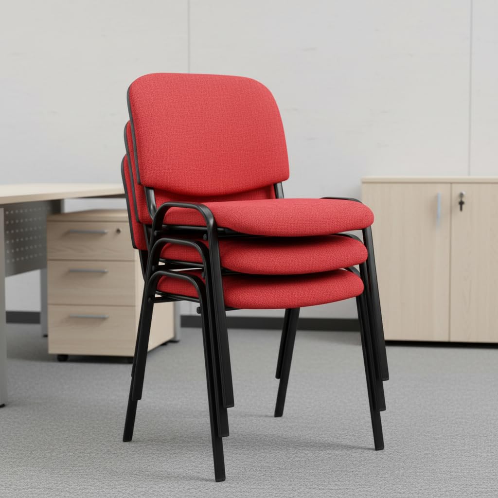 Generico Sedia VENERE FISSA SEDIA PER UFFICIO E SALE ATTESA RIUNIONI CON STRUTTURA IN METALLO VERNICIATO e SEDUTA IMBOTTITA RIVESTIMENTO in TESSUTO MICROFIBRA colore ROSSO