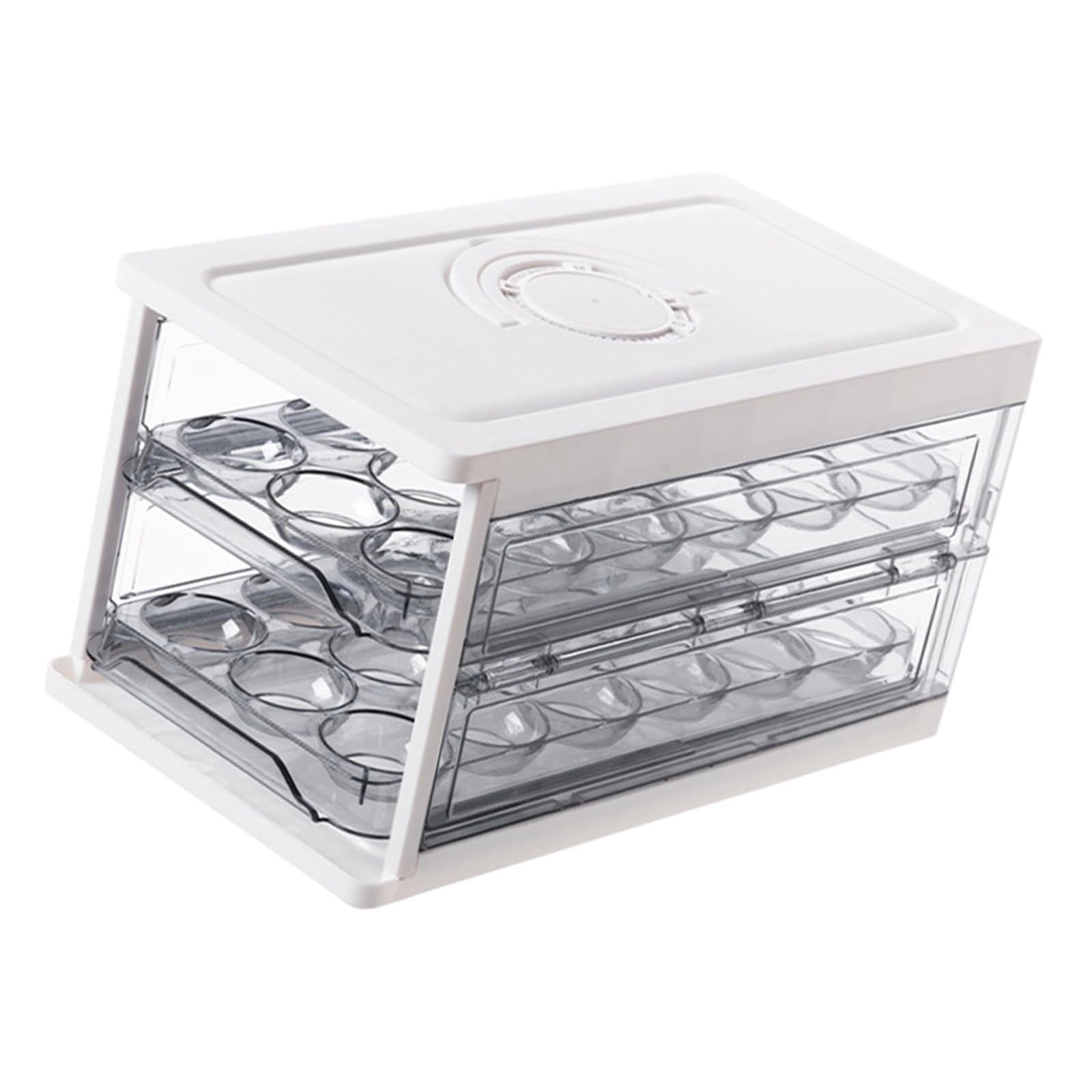 Xinsheinelry Fridge Eggs Storage Holder, 32 Container with Lid Handle for Refrigerator Eggy Tray for Kitchen Fridge Organizers and Holder