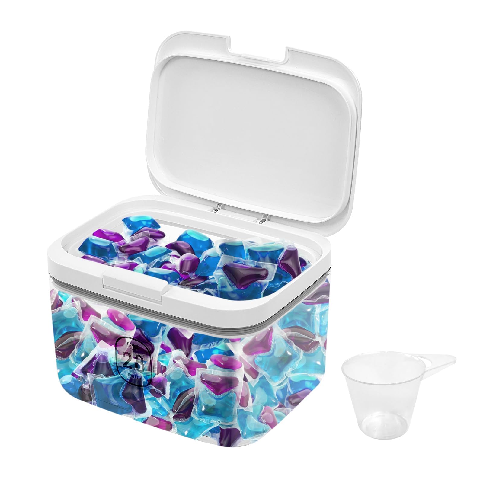 94oz/2.8L Laundry Pods Container, Waterproof Kitchen Storage Organisation with One-Press Lid, Reusable and Durable