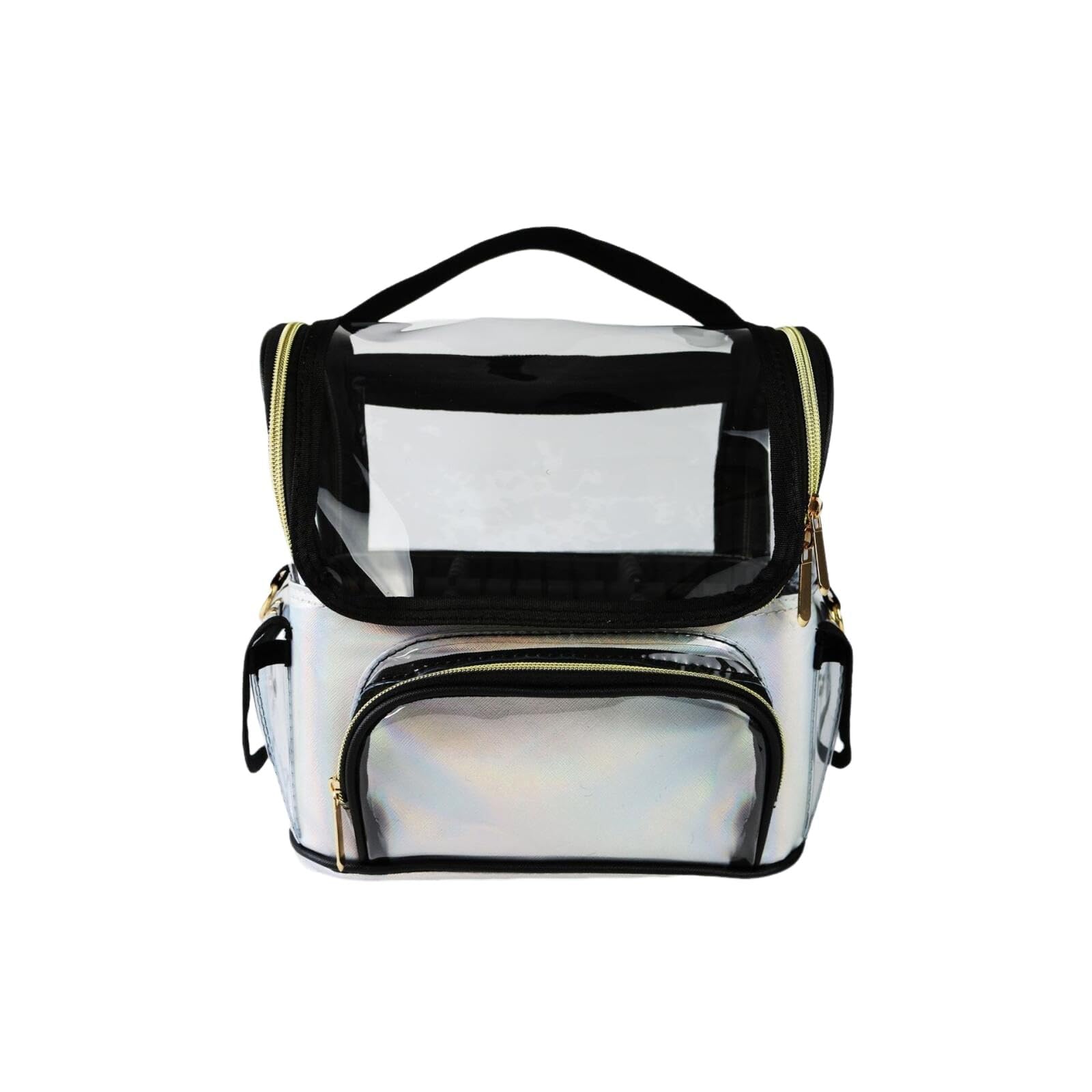 Trousse Toilette Transparente Gran Taille Trousse Maquillage Transparente Portable Sac Toilette en PVC pour urs, Array, Argenté, 27×17×22CM