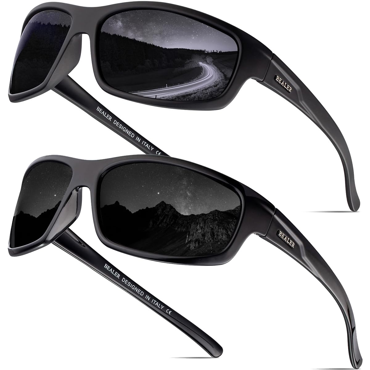 BEALER Polaryzacyjne sportowe okulary przeciwsłoneczne dla mężczyzn lekkie okulary przeciwsłoneczne z oprawką TR90 jazda na rowerze wędkarstwo ochrona przed promieniowaniem UV, Z05 matowy czarny/szary