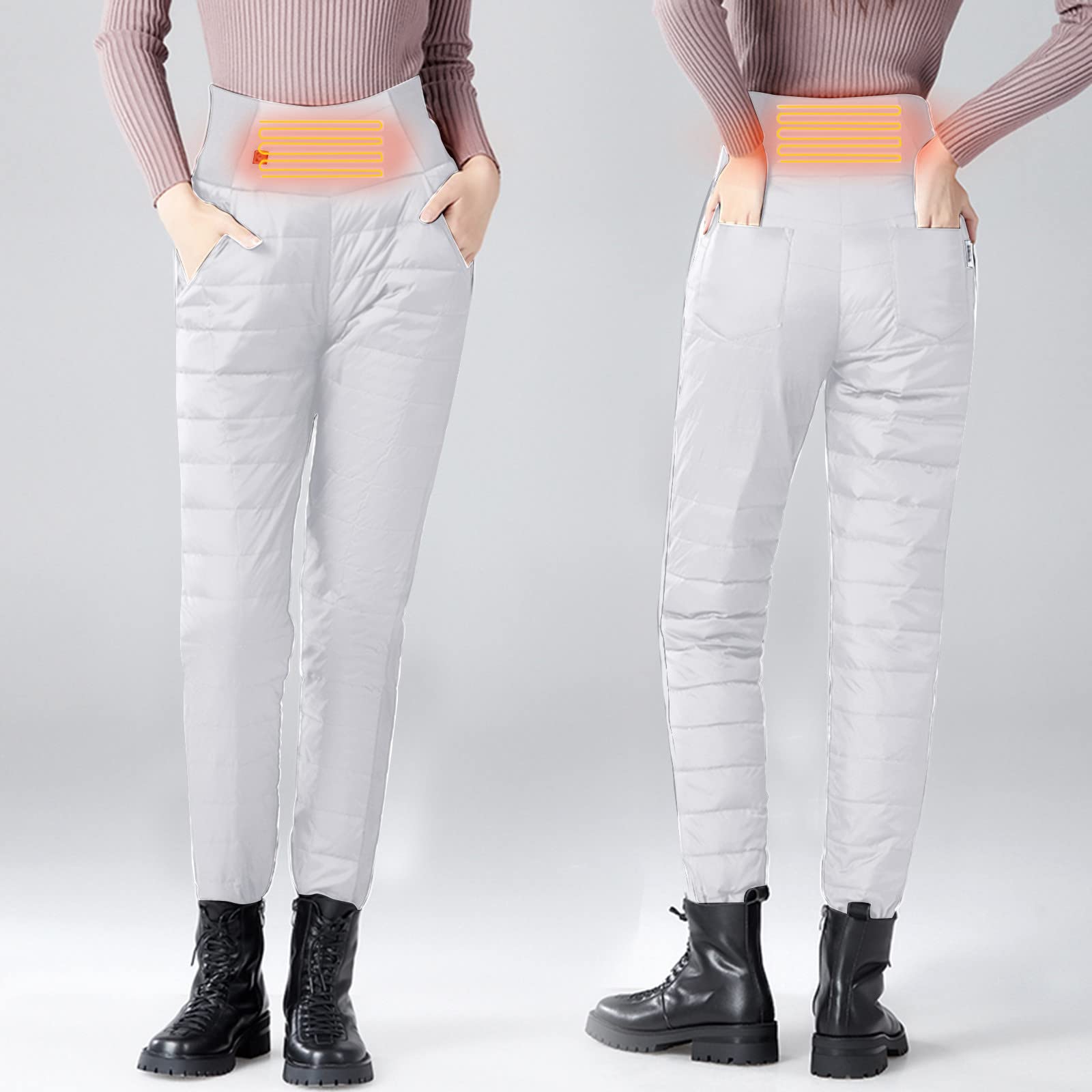 Pantalones térmicos para mujer, pantalones largos con batería, USB de 5 V, con calefacción eléctrica, para invierno, al aire libre, esquí, ropa interior cálida, capa base para nieve, esquí,