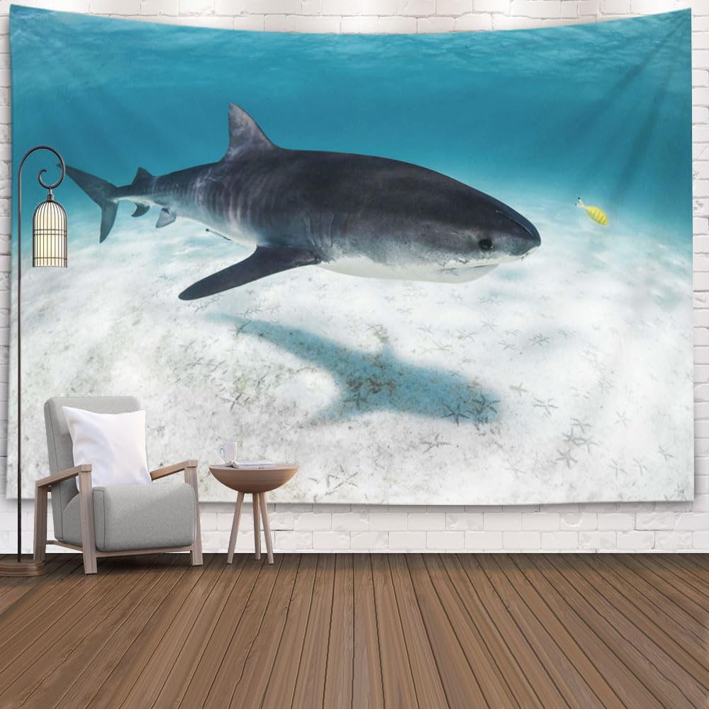 Shorping Bedroom Tapestry Aesthetic Sharks Ocean Animal Wildlife 92.5x70.9 Wall Hanging Tapestry for Decor Living Room Dorm