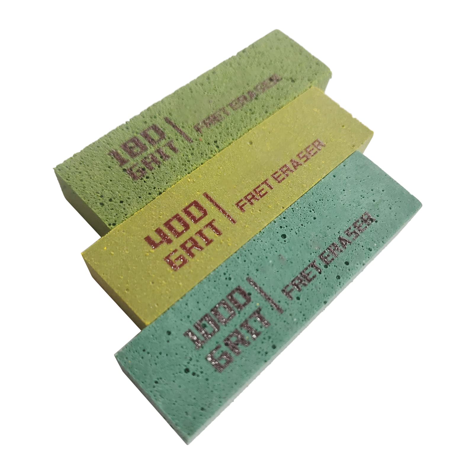 Set 3 Gomme Lucidatura Tasti Chitarra - Grana 180/400/1000 Per Rimuovere Ossidazione E Graffi