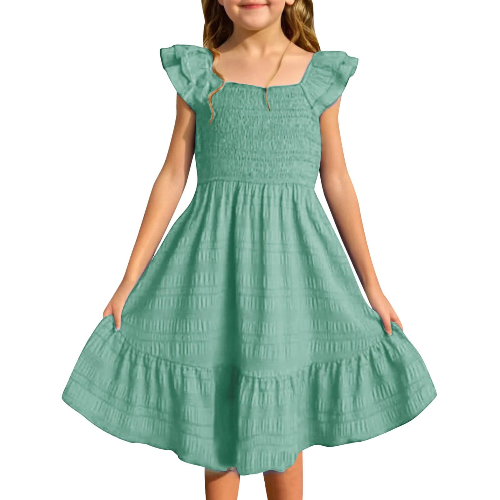 Generisch 2025 - Robe d'été smockée sans manches avec poches - Tennis de table pour fille