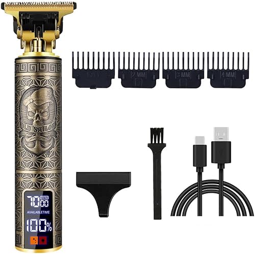 Miniatura 62 de Cortadora de pelo profesional para hombres y mujeres, inalámbrica, recargable, recortadora de pelo, kit de aseo de corte de cuerpo de metal, Cabeza