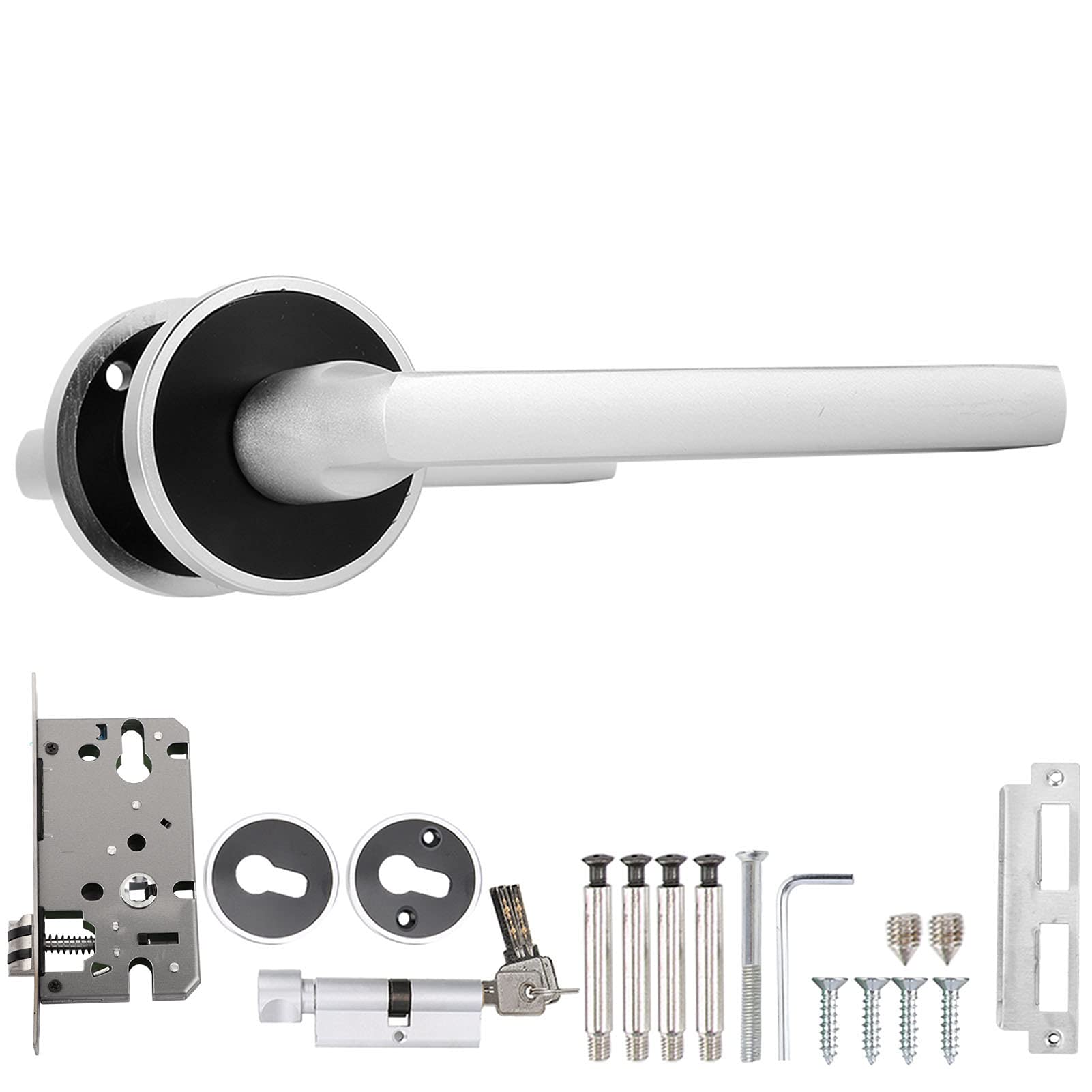 Serratura per porta in stile europeo Cilindro a leva durevole con chiavi per porte della camera letto Spazio Alluminio Nero Bianco 2,2 x 5,1 pollici