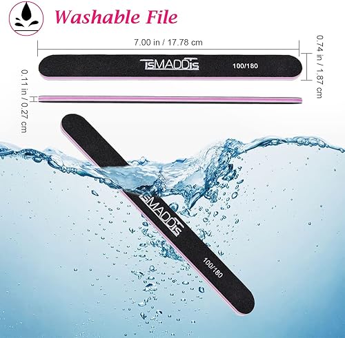 Miniatura 2 de TsMADDTs - Paquete de 20 limas de uñas de doble cara, lima de manicura de grano 100 180 para uñas artificiales acrílicas naturales para niñas,