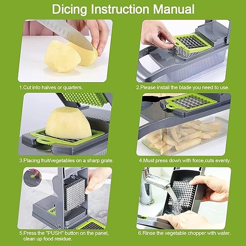 Miniatura 2 de Picadores de verduras Cocina 14 en 1 Herramientas de verduras de frutas y verduras manual cortador de cebolla pelador de verduras cortador de