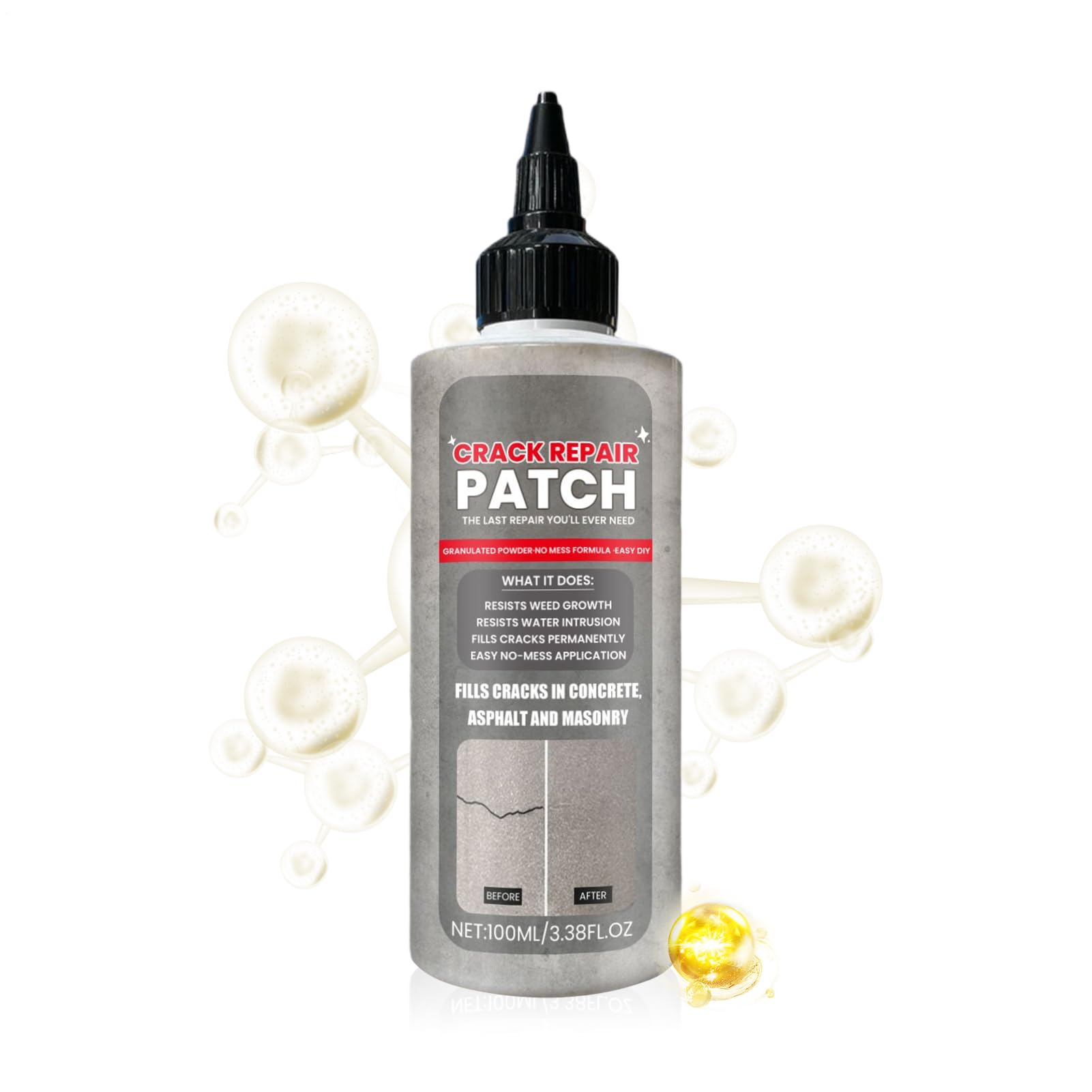 Sigillante per Calcestruzzo e Cemento - Riempitivo Liquido Impermeabile ad Asciugatura Rapida, Riparazione Crepe Grigio Calcestruzzo