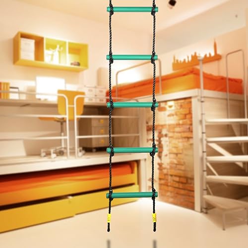 Miniatura 6 de Escalera de cuerda de escalada para niños, accesorios de entrenamiento de escalada, accesorio para patio de recreo para interiores y exteriores,
