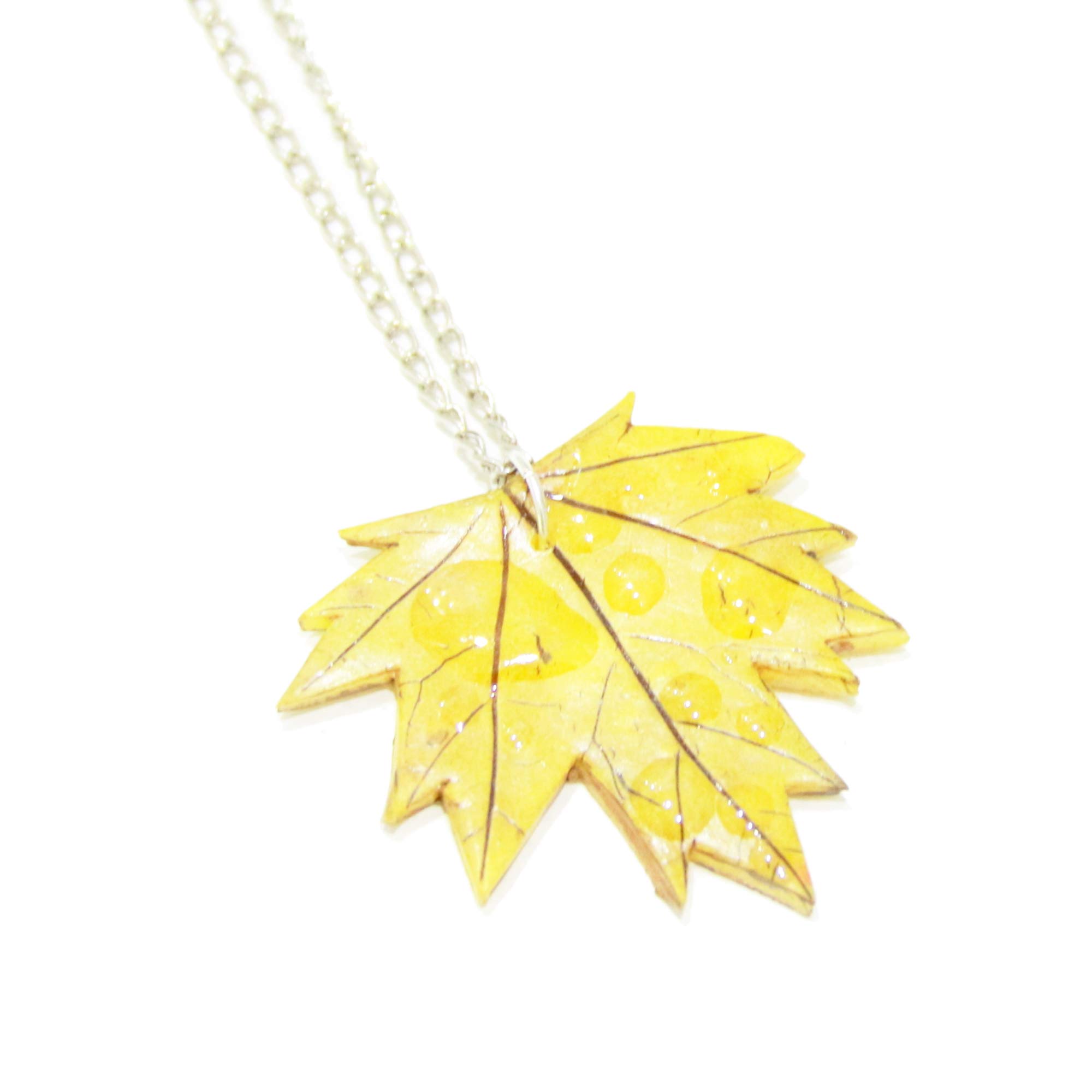 Handmade Maple Leaf Necklace Yellow Fall Jewelry ...