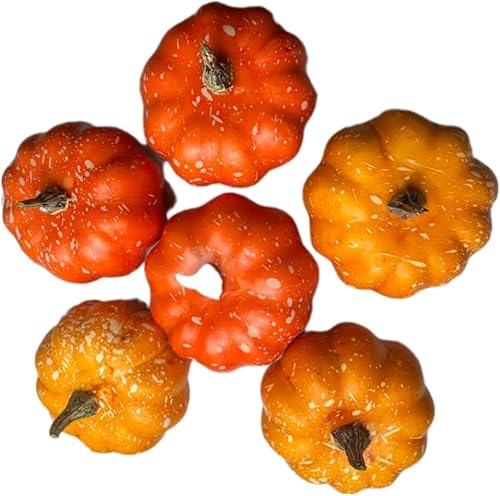 Miniatura 4 de Calabazas artificiales naranjas, decoración de otoño, juego de 6 piezas para Halloween y Acción de Gracias.