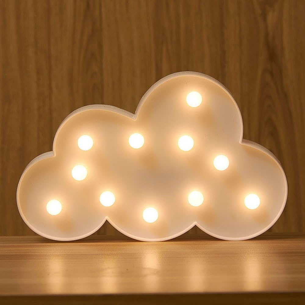 11 LED Cloud Letter Light Kids Gift Light Up 3D Marquee Night Light Lamp Battery (White)