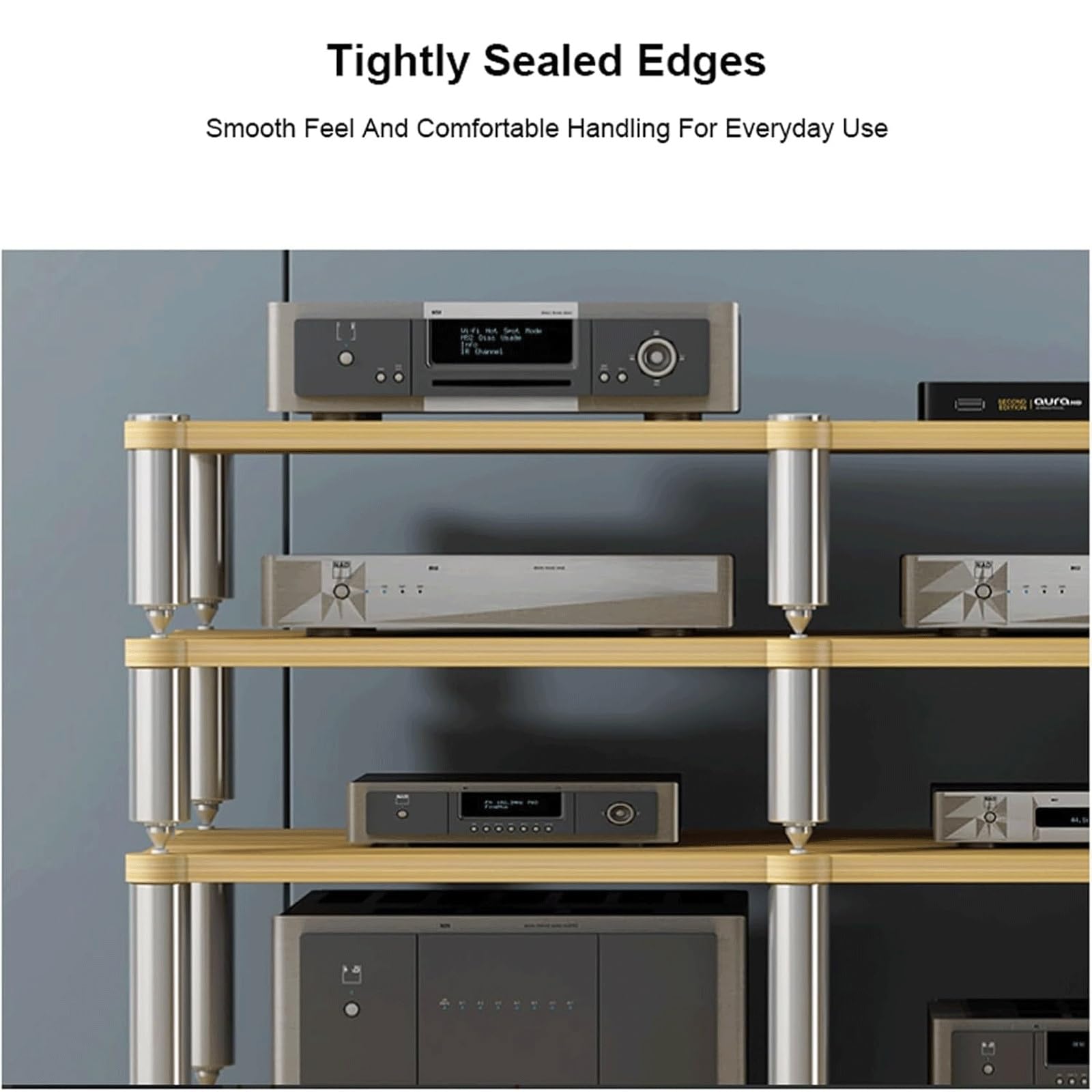 Stojaki stereo, nowoczesna wieża audio, stojak na media AV, drewniane półki piętrowe, 2-, 3- i 4-poziomowa półka audio, stojak na odtwarzacz multimedialny AV(Weiß,4 Tier)