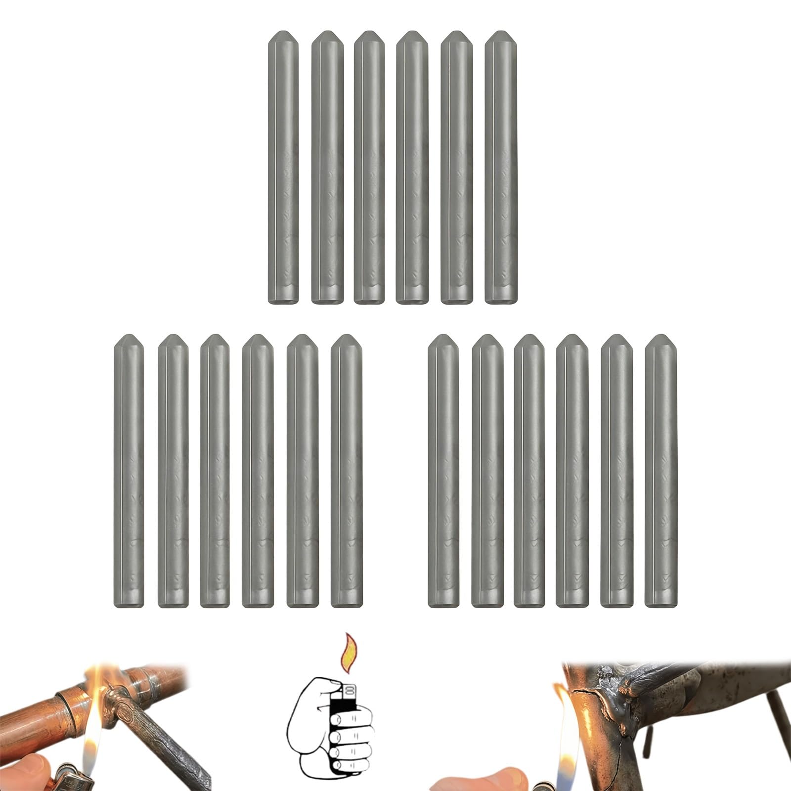 Low Temperature Universal Welding Rod, Low Temperature Welding Rods, 327°C Melting Point Welding Rods, Lighter-Melt Speed Pro-Grade Repair Made Easy, for Aluminum, Copper, Steel, Cast Iron(18pcs)