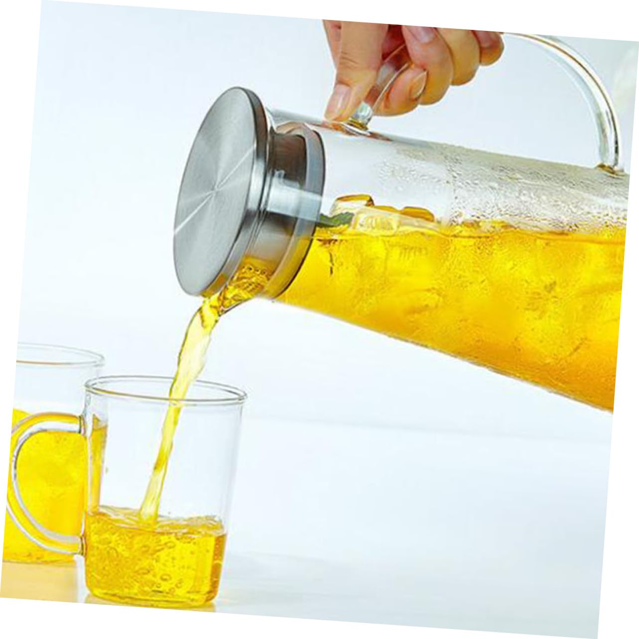 NOLITOY Glaswasserflasche Borosilikatglas 1450 Ml Haushaltsteeflasche Für Küche Wohnzimmer Große Kapazität Bruchsicher