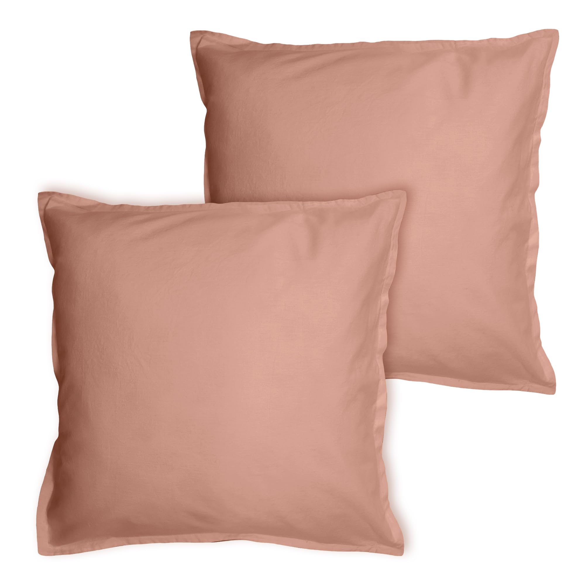 MATT & ROSE Parure de lit Coton LAVÉ Unie avec taies à Volant 100% Coton | Nude | Housse de couette 240x220 cm + 2 taies d'oreiller 65x65 cm | Fermeture boutons | Certification Oeko-Tex