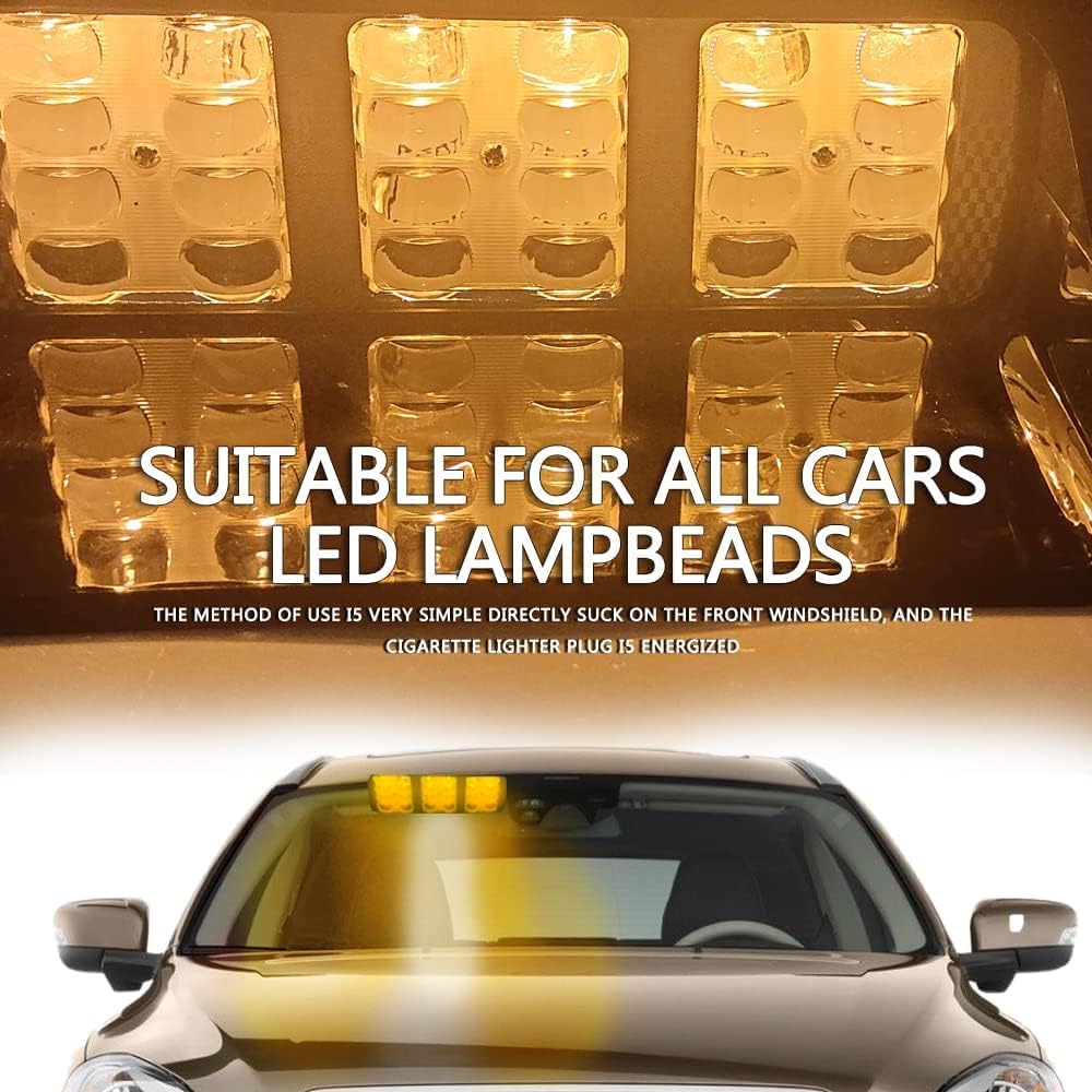 24 LED Ambre Gyrophare Stroboscope LumièRe D'Urgence avec télécommande Balise Danger Flash Ventouse 12V Convient Pour Camion De Voiture SUV IntéRieur Toit/Dash/Pare-Brise