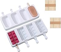 Vista 1 de 2 moldes para paletas, moldes de silicona grandes de 4 cavidades para tartas, moldes de helado para paletas de bricolaje con 100 palos de madera