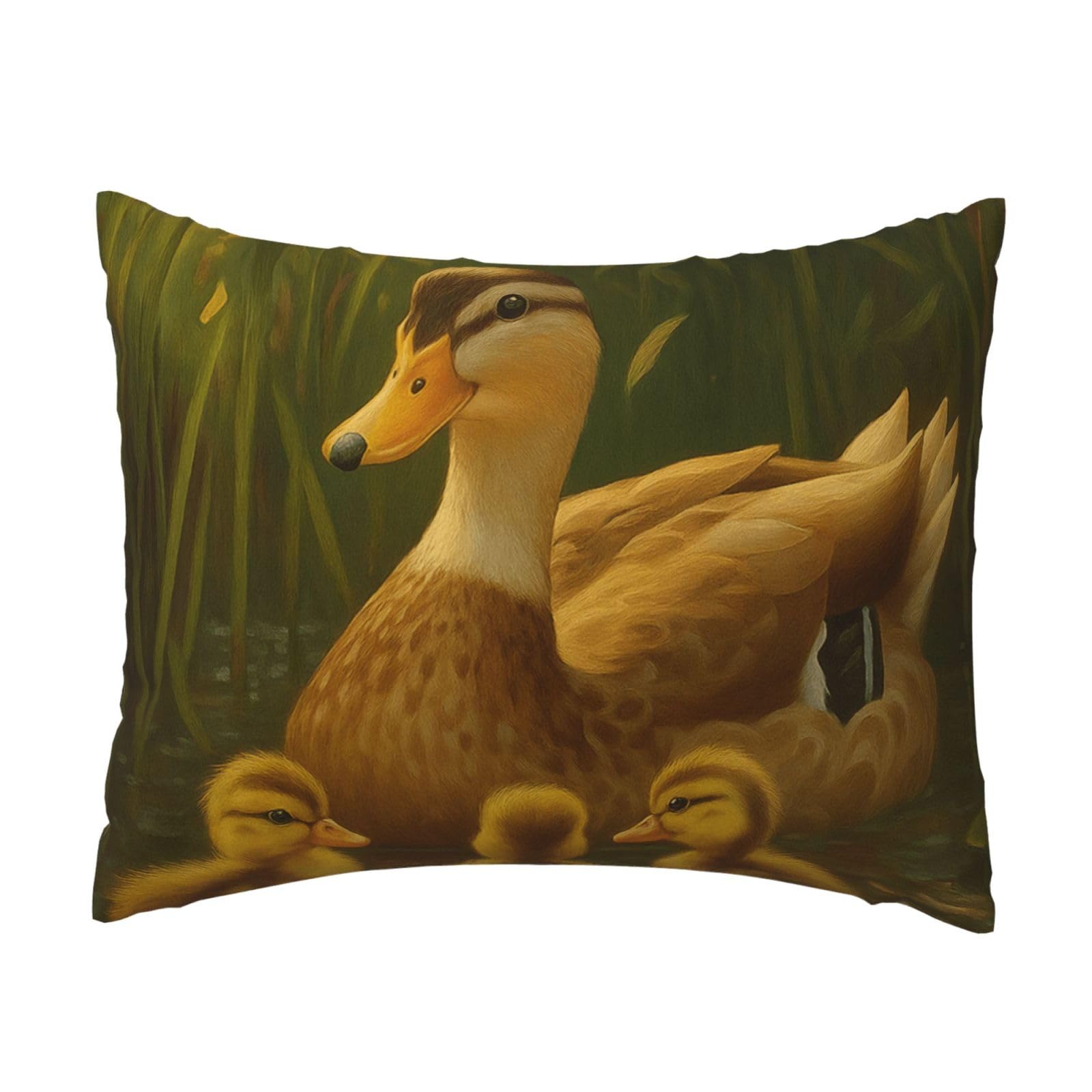 Peaceful Duck Family Pillowcase Soft Plush with Zipper Decorative Pillowcovers 16x20 in